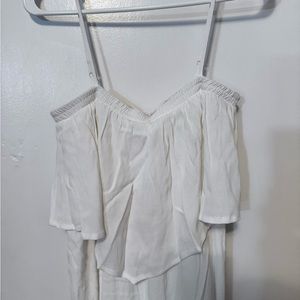 Size M white smocked Noisy May ruffled spaghetti strap romper